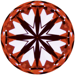 Hearts displayed on a Round Brilliant Cut Diamond