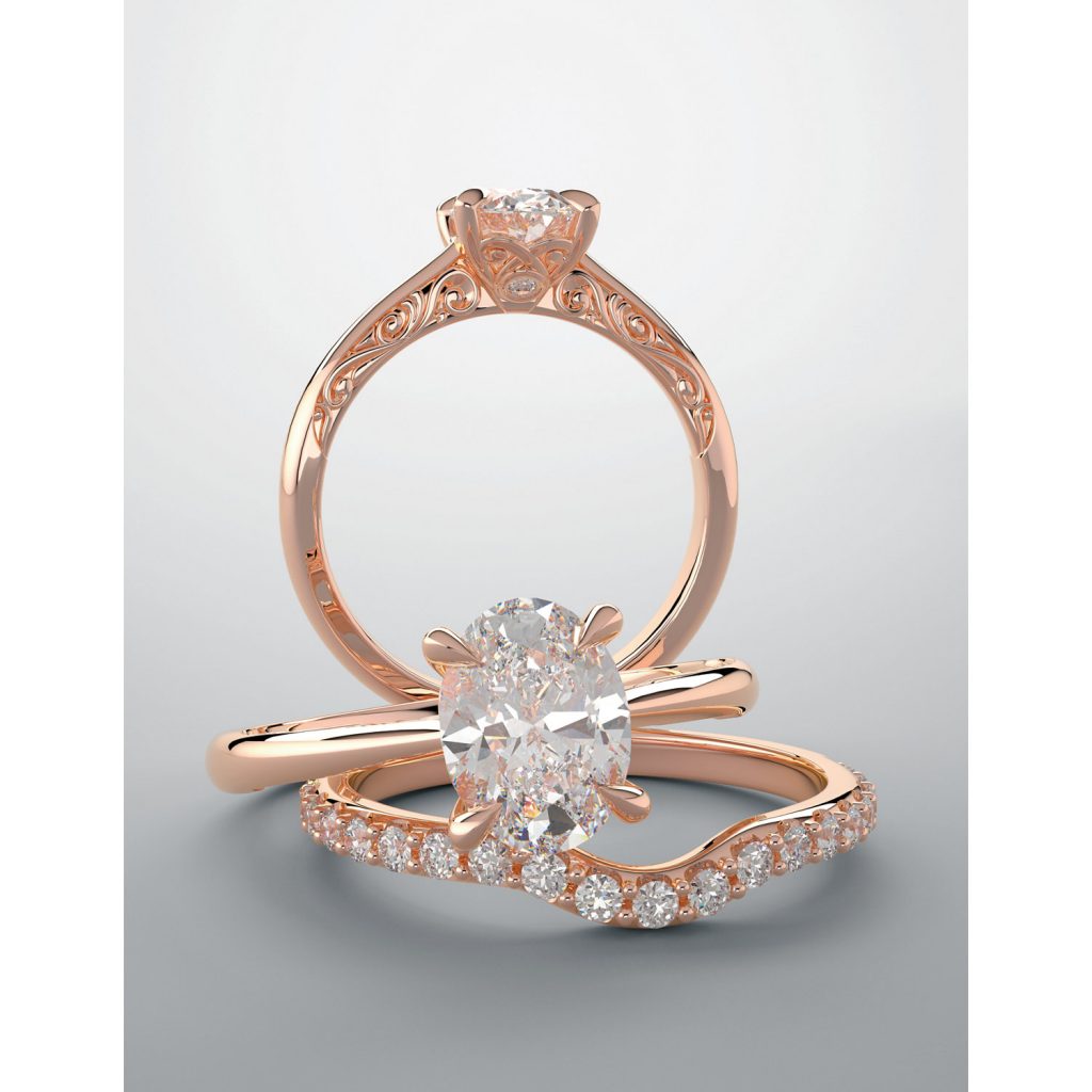 Rose Gold Vintage Oval Solitare Engagement Ring