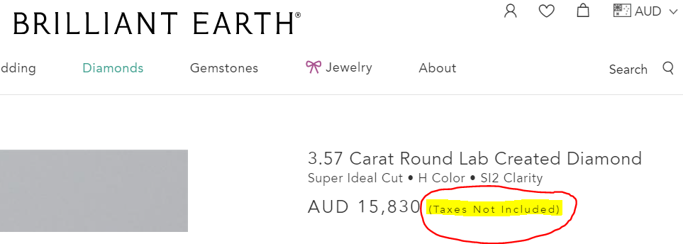 Brilliant Earth - Taxes not included